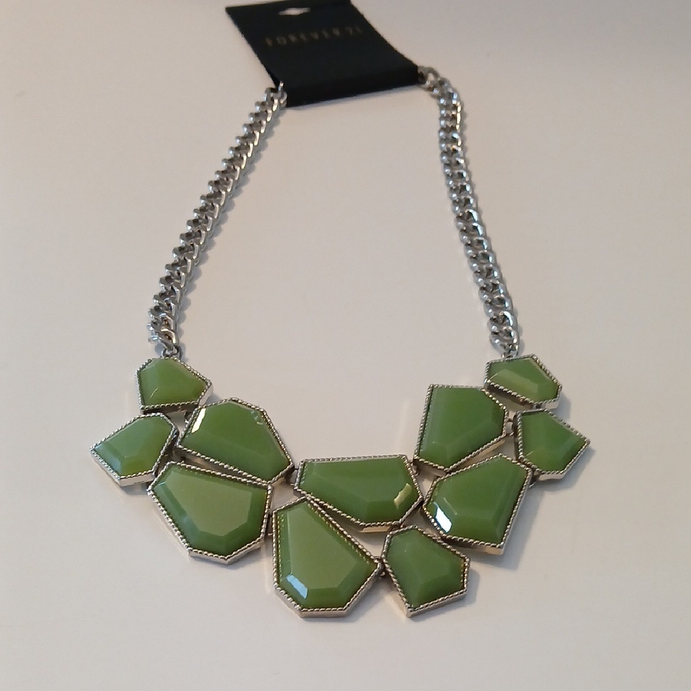 Forever 21 Green Geometric Necklace New